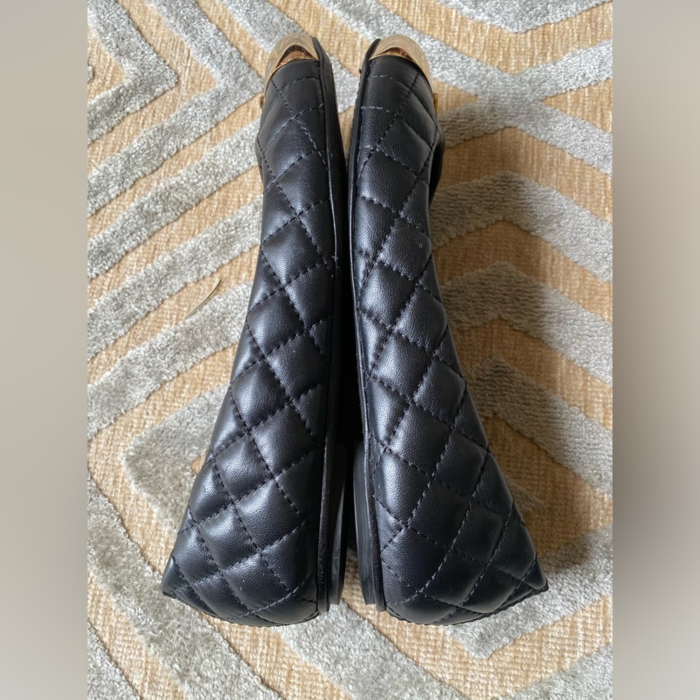 Preloved Tory Burch Kaitlyn black quilted good cap toe ballet flats size 5 - Picture 12 of 16